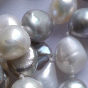 OPERA LENGTH (38 in.) 13mm South Sea Baroque Pearls (White/Silver/Grey)